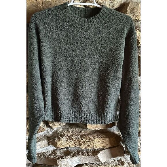 Women’s Green Ugg Heddie Mock Neck Crop Fleece Sweater Size Medium - Picture 1 of 4